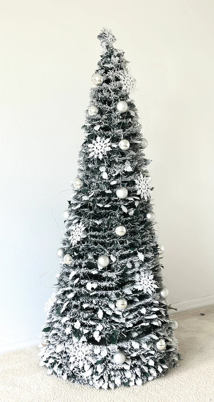 Árvore de Natal pop-up pré-decorada de 6 pés branca