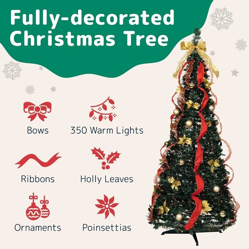 Árvore de Natal pop-up pré-decorada de 6 pés
