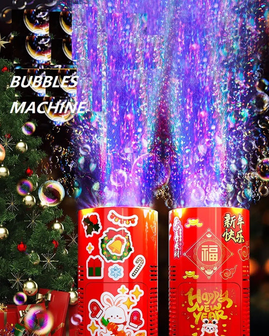 Máquina de bolhas de fogos de artifício, soprador de bolhas no chão, eletrônico, pouso automático, presente de festival de primavera, brinquedos de ano novo