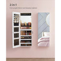 Jewelry Cabinet Armoire Organizer, Wall/Door Mount Storage Cabinet with Full-Length Lighted Mirror, Built-in Makeup Mirror