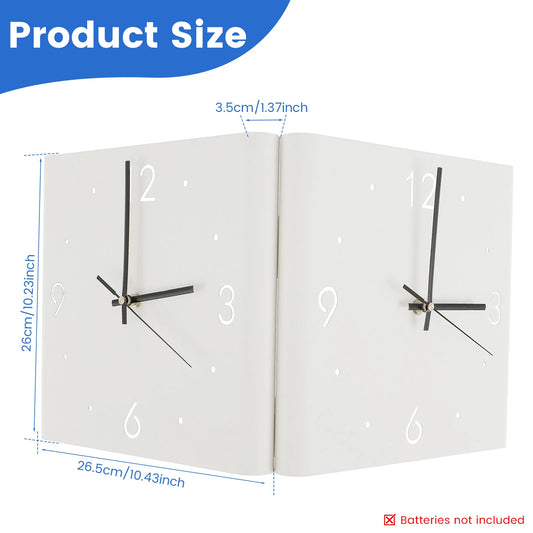 Double Sided Wall Clock Folding Clock Hollowout Silent Reloj for Home Bedroom Kitchen Around the Corner Mounted Digital Orologio