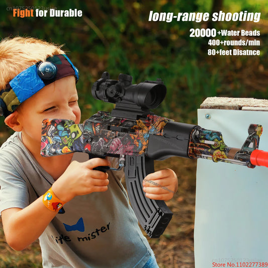 Pistola de impacto de hidrogel motorizada m4a1 ak, brinquedo manual e elétrico com 20000 contas, jogos de combate ao ar livre para crianças e adultos, natal
