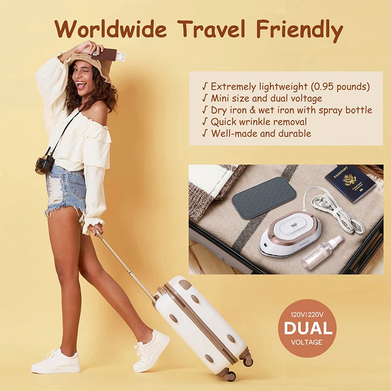 Handheld Mini Electric Dry Iron Dual-voltage 30S Heat Non-steam Garment Irons for Clothes Portable Lightweight Travel
