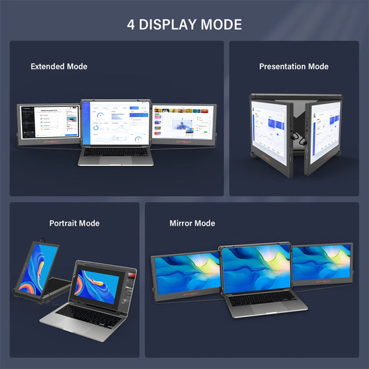 Triple Portable Monitor For 13.0-17.3in Laptop Screen Extender 1080P IPS FHD Dual Display Type-C/HDMI For Games/Office