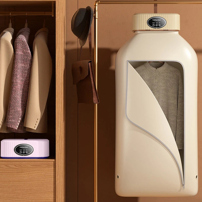 Secador de roupas elétrico multifuncional portátil compacto dobrável máquina de secar roupa com saco secador e ajuste de tempo