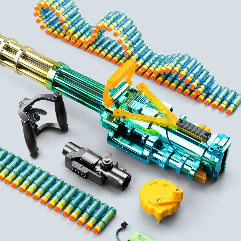 Electric Toy Submachine Gun Soft Bullet Gatling Automatic Manual 2 Modes Foam Darts Blaster Outdoor For Shooting Boys Birthday