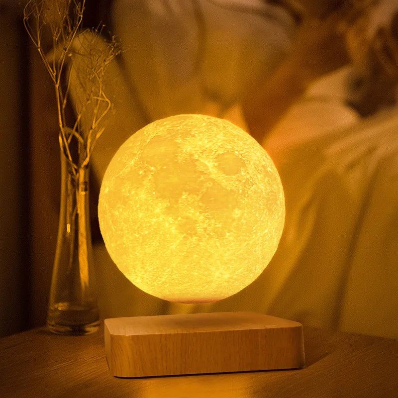 Levitação lâmpada globo de levitação magnética led lua flutuante luz romântica suspensão 3d lua lâmpada rotativa globo luzes cabeceira