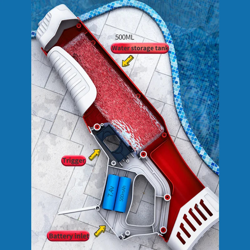Pistola de água elétrica crianças blaster brinquedos de praia piscina ao ar livre grande capacidade verão gel blaster armas de água para crianças adulto
