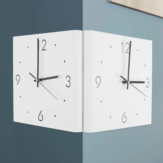 Double Sided Wall Clock Folding Clock Hollowout Silent Reloj for Home Bedroom Kitchen Around the Corner Mounted Digital Orologio