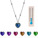 Thermochromic Mood Monitor Heart Pendant Necklace Color Change As Emperature Women Girls Clavicle Chain Necklaces Lover Jewelry