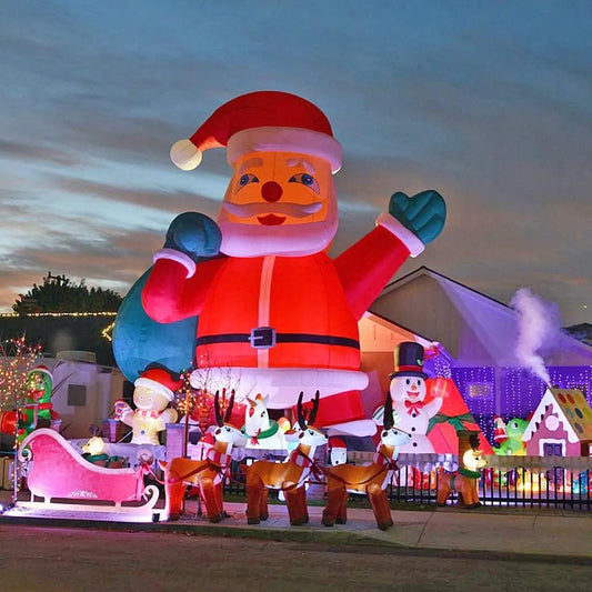 4/6/8m gigante inflável de natal papai noel com ventilador led iluminado decorações de natal quintal ao ar livre gramado festa de natal